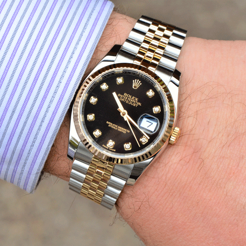 rolex two tone datejust diamond dial
