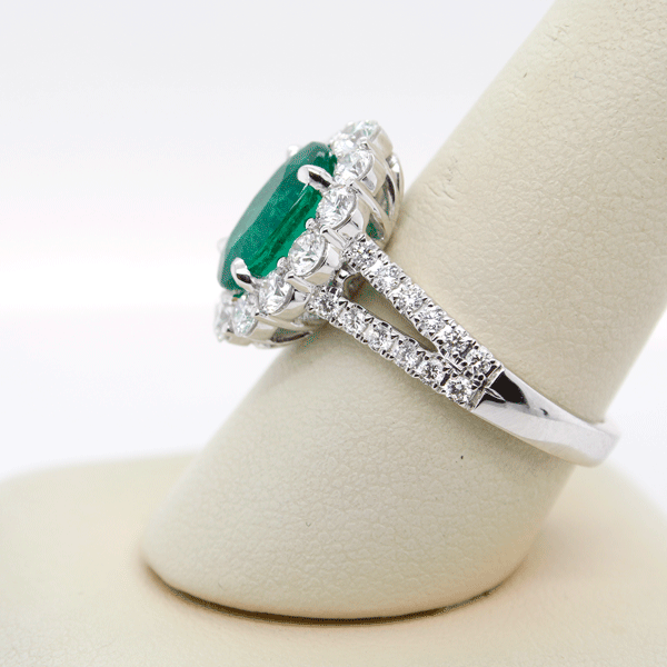 2.04ct Emerald Ring 18k White Gold 1.37tcw Diamonds - Porcello Jewelers