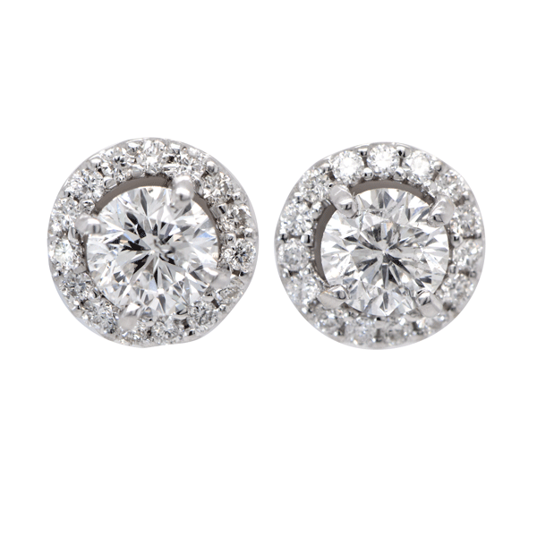 1.28TCW Halo Diamond Stud Earrings - Porcello Jewelers