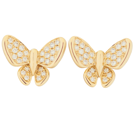 14K Butterfly Diamond Earrings - Porcello Jewelers