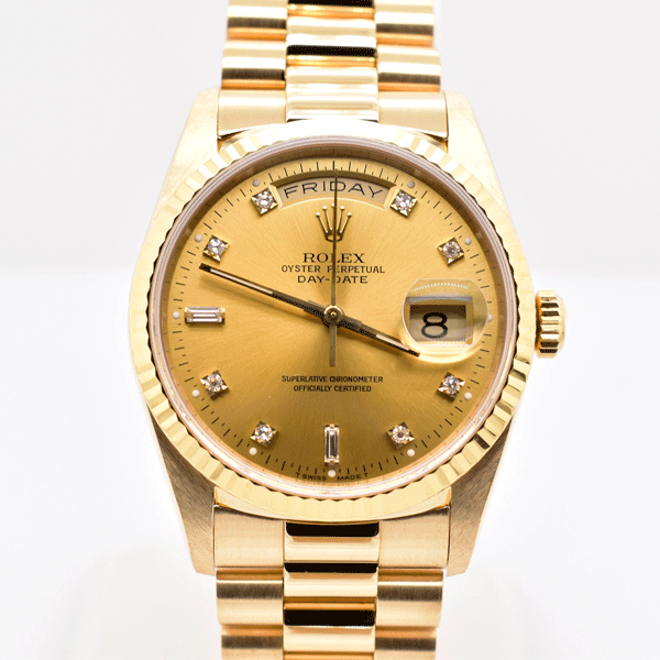 1993 Rolex Day Date President Factory Diamond Champagne Dial 18k