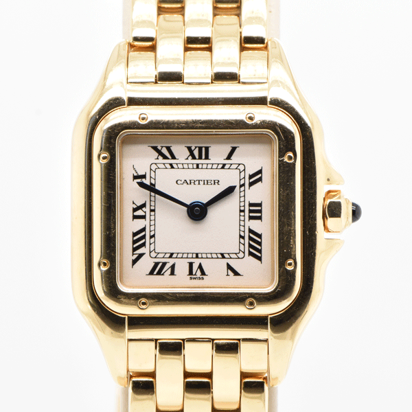 Opaline Menu Ladies Cartier Panthère Small 22mm 18K Yellow Gold Silver Opaline Dial ...