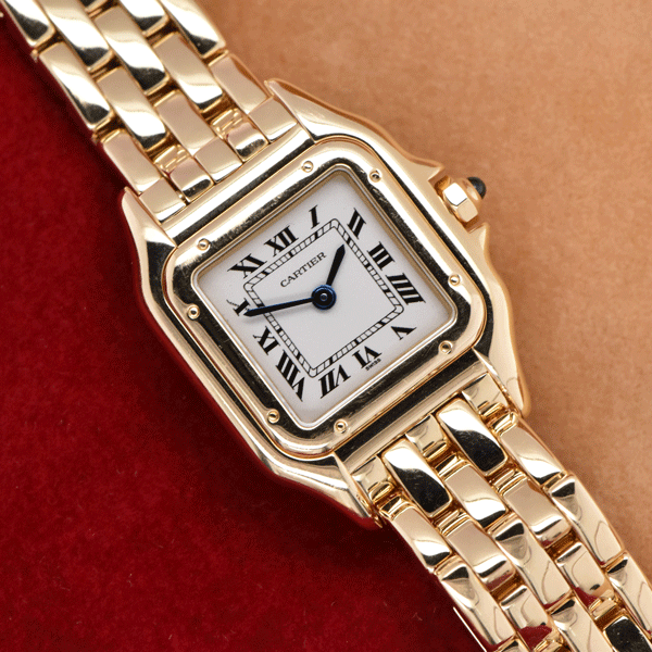 Opaline Menu Ladies Cartier Panthère Small 22mm 18K Yellow Gold Silver Opaline Dial ...